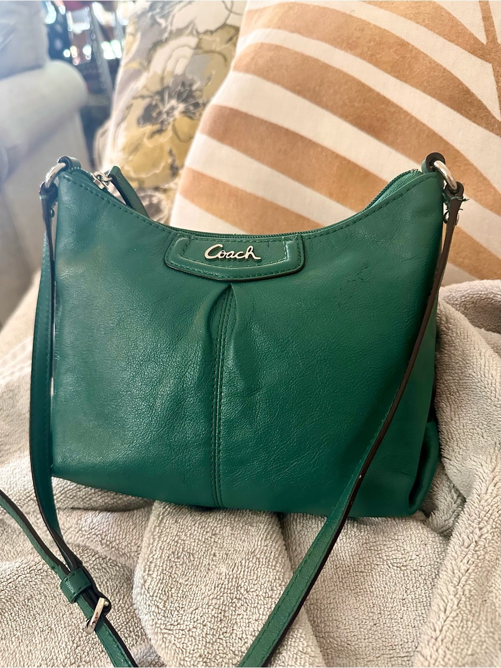 Coach Ashley Y2K Style Teal Leather Crossbody Bag Silver Hardware - Picture 14 of 14